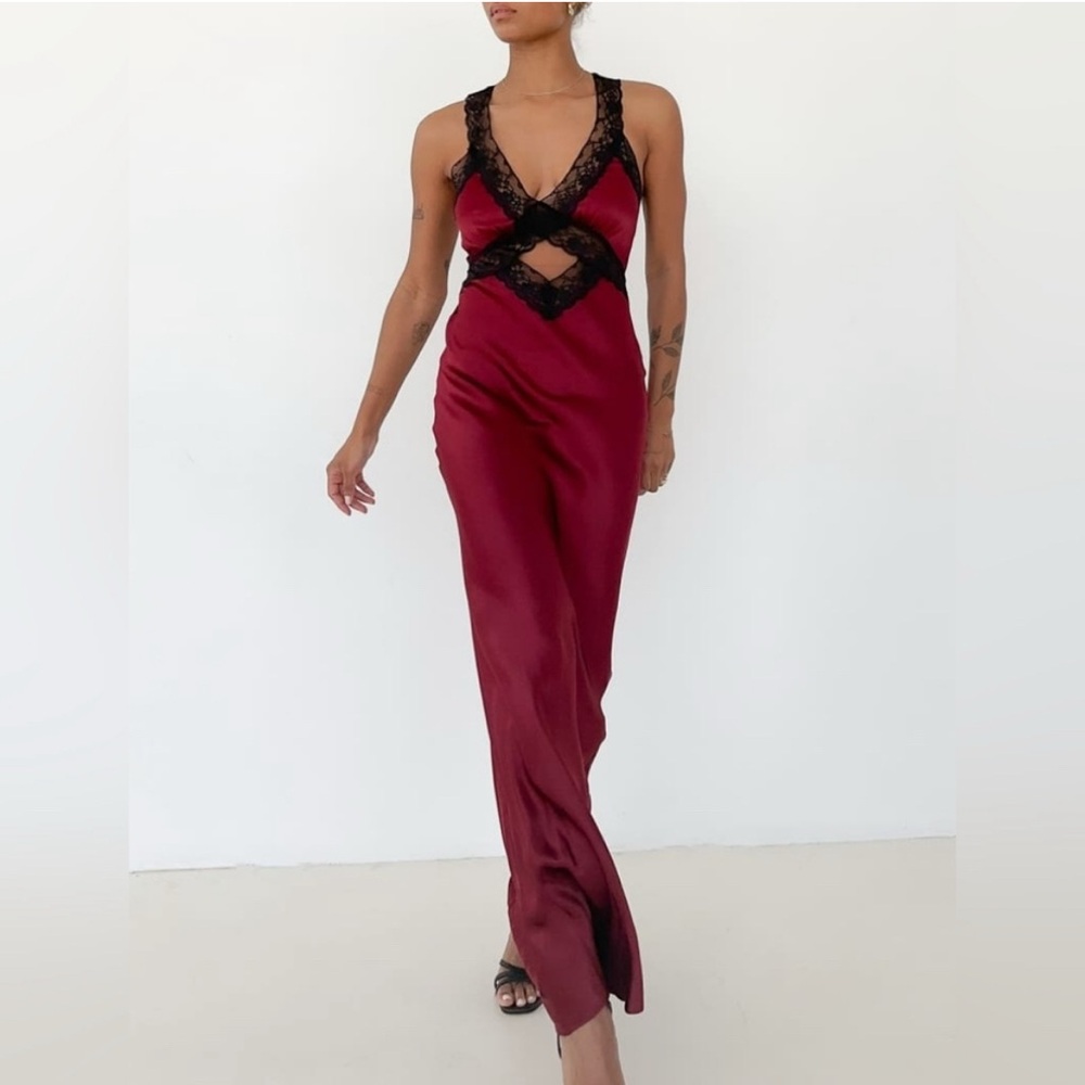 Rumored Crossroads Maxi Dress — Garnet